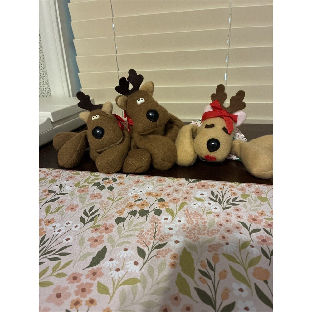 1984 vintage hallmark rodney + rodney & rhonda reindeer - felt